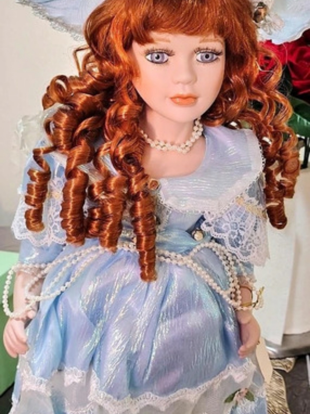 Ashley Belle Fine Bisque Porcelain Doll Porcelain Doll Blue & White NIB